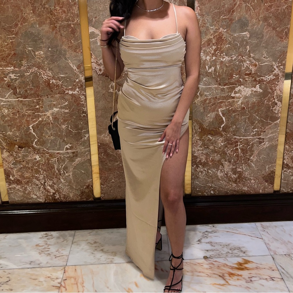 Gold slit dress